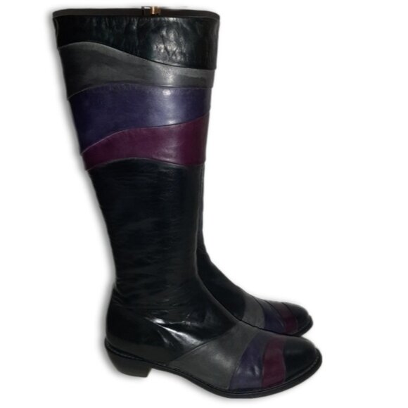 ARNOLD CHURGIN Handmade Colorblock Knee High Tall Boot Genuine Leather Sz US 6.5 - Picture 2 of 15